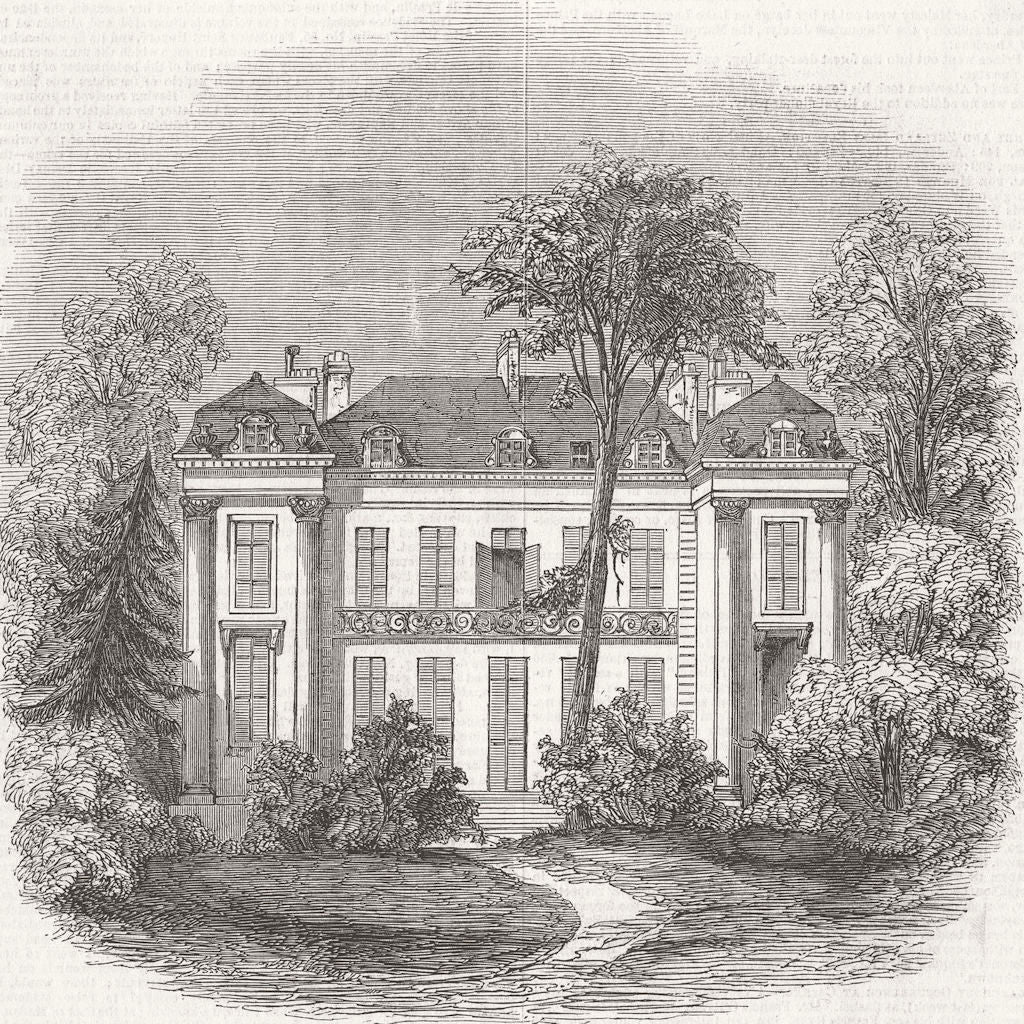 FRANCE. Garden Front of the Hotel Sebastiani 1847 old antique print picture